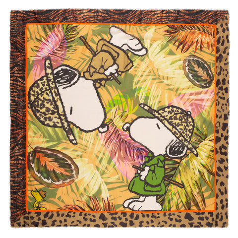 PEANUTS Tuch mit Dschungel-Motiv aus Baumwolle und Modal